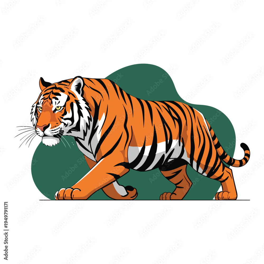 Fototapeta premium Tiger walking with orange fur.