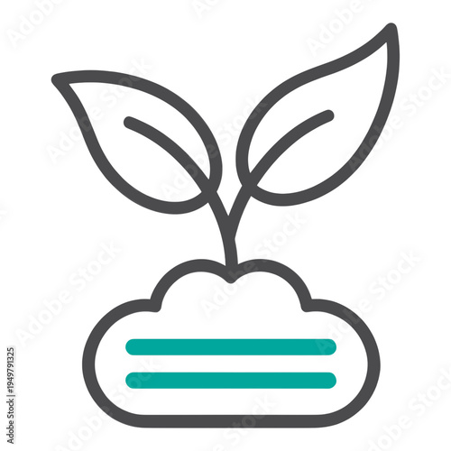 Cloud Server With Sprout Plant Outline UI Icon