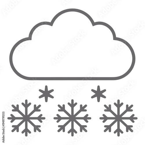 Cloud With Three Snowflakes Line Icon