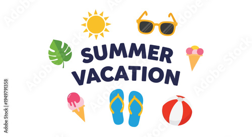 Set of 8 summer vacation icons vector
