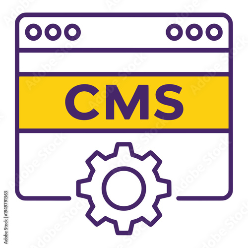 Cms Browser Window With Gear Outline Icon