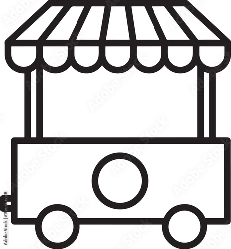 Silhouette icon of market stall or food cart.