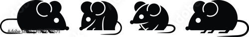 Mouse silhouette collection featuring small rodent animals in different sitting and walking poses isolated vector icon set for pest control and wildlife design