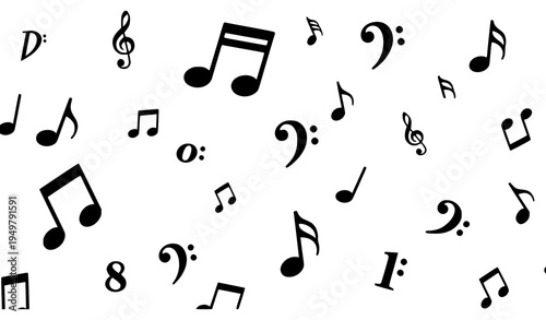 Musical notes learning illustration with basic rhythm symbols for beginner music education