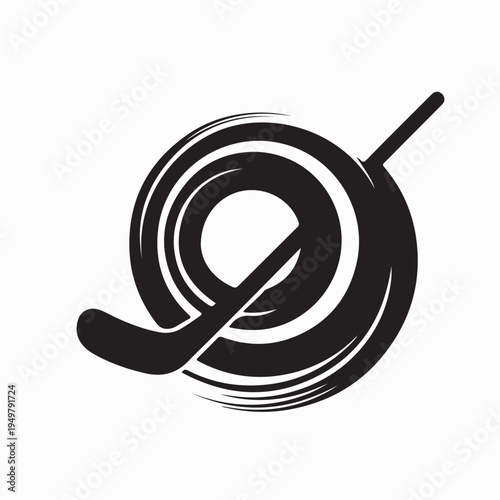 Hockey Stick Logo Vector Sport Identity Isolated White Background