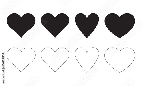 Heart Shape Silhouette and Outline Collection 