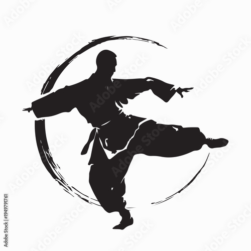 Creative Kung Fu Fighter Logo Vector Martial Arts Identity Isolated White