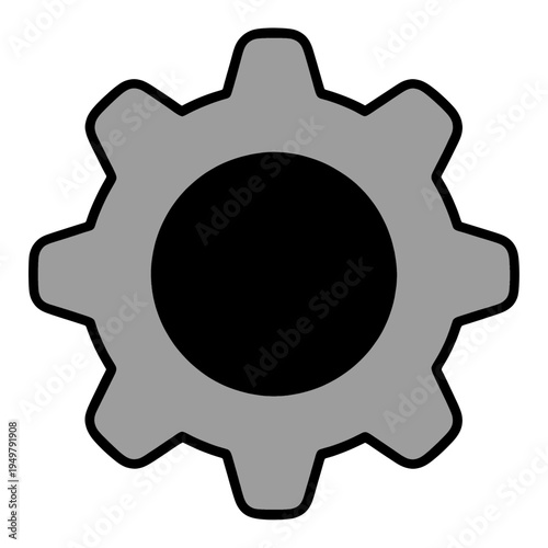 Filled Gear With Hollow Center Vector Icon