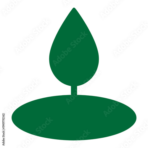 Green Lotus Flower Outline Vector Icon