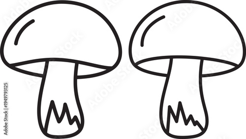 Two mushrooms icon silhouette illustration on white background