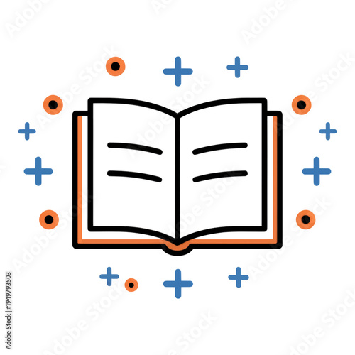 Open Book With Plus Signs Outline UI Icon