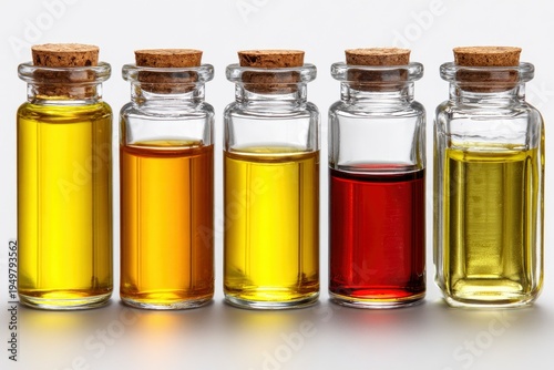 Various colored liquids in glass bottles 1.
