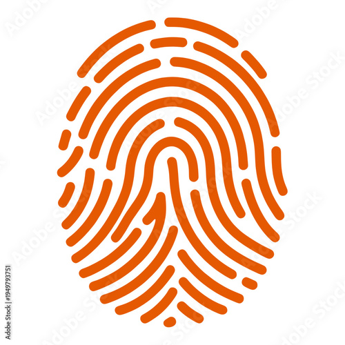 Orange Fingerprint Outline Vector Icon