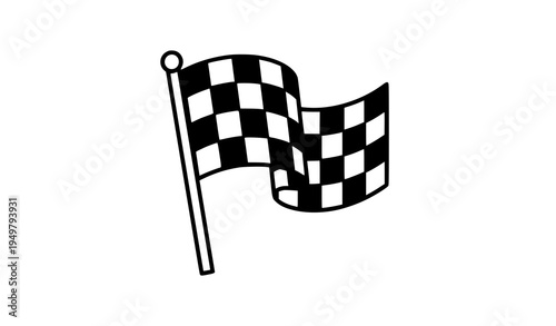 Racing flag icon vector illustration with waving checkered motorsport finish symbol isolated