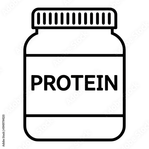 Protein Supplement Bottle Outline Line Icon