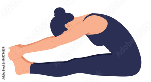 A person in athletic wear bends forward, touching their feet