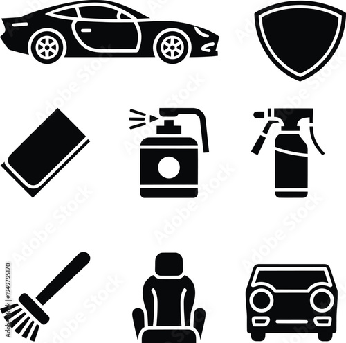 Black and white car care shield sponge spray bottle