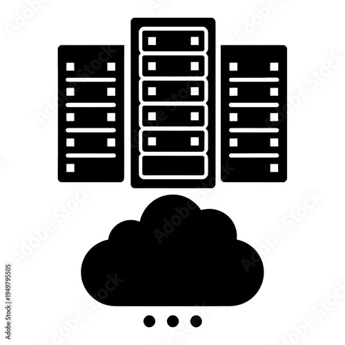 Three Server Racks Above Cloud Line Icon