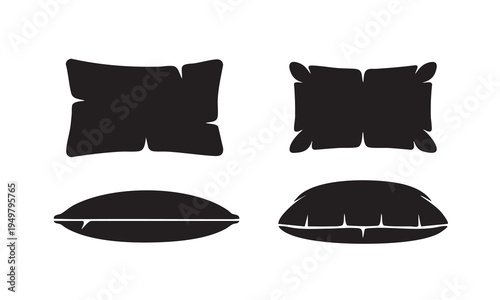 Soft Pillow and Decorative Cushion Silhouette Illustrations