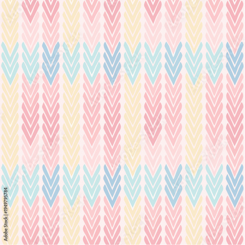 Soft pastel chevron arrow pattern seamless background texture, gentle decorative design ideal for baby textile, cozy fabric, or children's wallpaper with cute geometric shapes