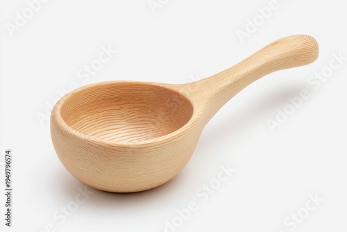 Wooden kitchen scoop utensil tool.
