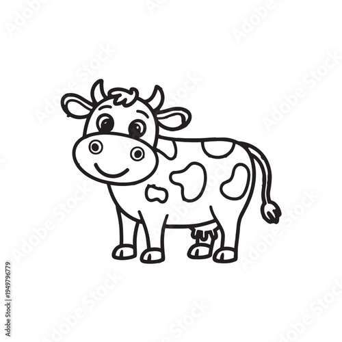 Cute Cartoon Cow: This is an adorable cartoon cow illustration.