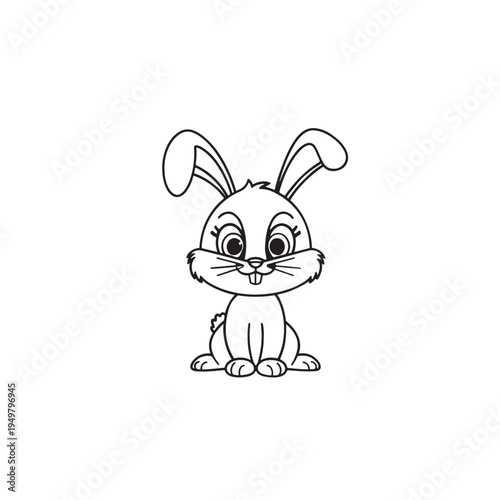 Cute Bunny Illustration: A charming illustration captures the essence of spring. A lovable bunny is seated upright, ears erect, exuding innocence and charm. 