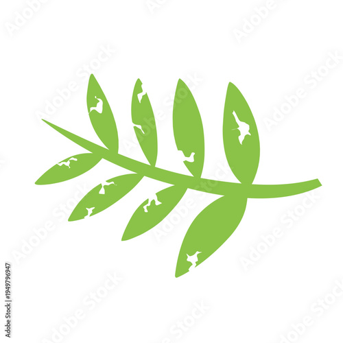 illustration of a leaf with holes eaten by insects