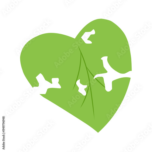 illustration of a leaf with holes eaten by insects