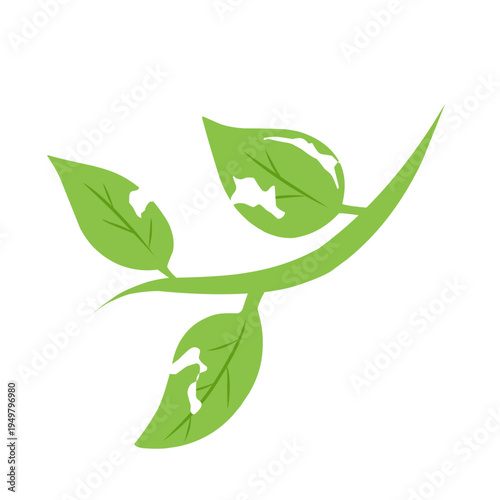 illustration of a leaf with holes eaten by insects