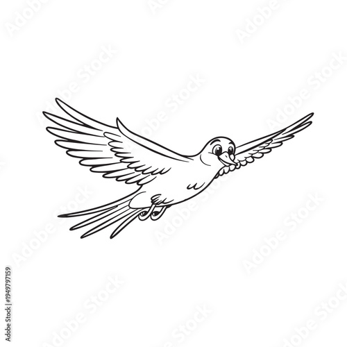 Soaring Spirit: A line drawing of a bird gracefully takes flight against a pure background, exuding freedom and motion.