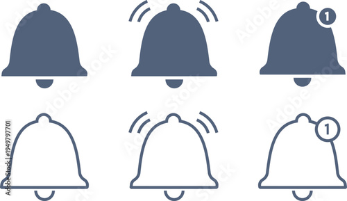 丸みがある着信マークのベルの素材セット