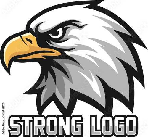 Eagle head strong logo vector illustration design graphic, power authority patriotism art concept, bold decorative creative branding collection