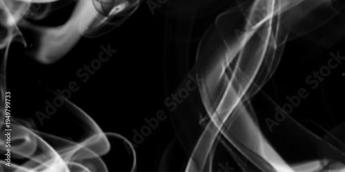 Smoke motion abstract white smoke collage on dark background, fluid lines and curves representing strength and vitality, texture white smoke on a black background abstract.