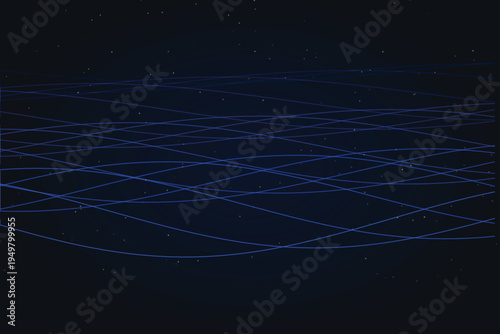 Abstract dark blue digital wave lines vector background with subtle glowing dots, ideal for technology, data, or futuristic design projects and presentations