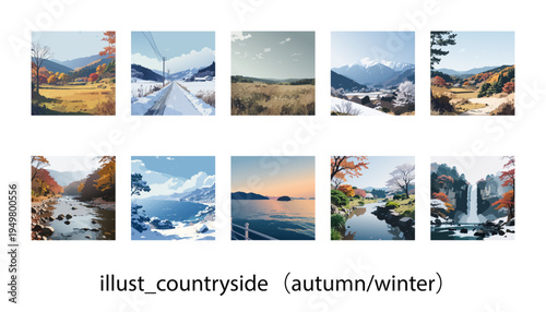 イラスト_日本の風景（秋冬）