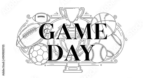Game day sports icons vector illustration