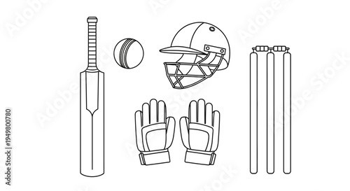 Set of 6 cricket icons vector, illustration