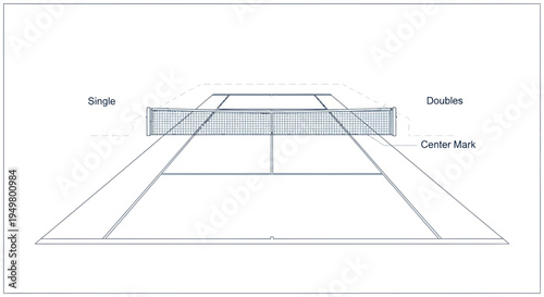 Vector illustration of tennis court markings and labels
