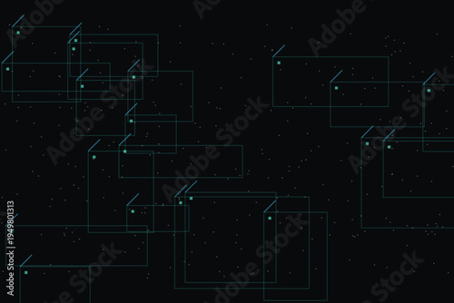 Abstract dark blue digital network background with connected nodes and glowing dots, representing data, technology, or communication systems in a futuristic style vector