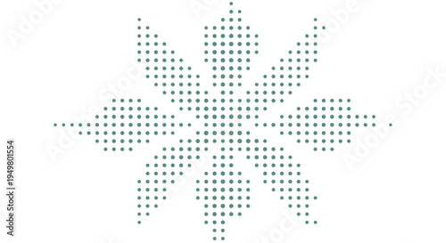 Abstract Dot Flower Pattern on White Background, Geometric Design