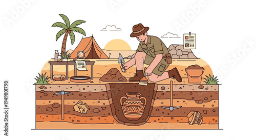 Archaeologist Unearths Ancient Artifact in Desert Excavation Site