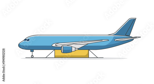 Blue Airplane Cargo Loading Illustration