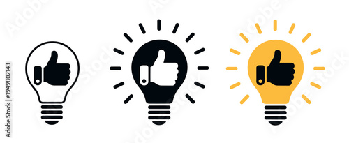 Hand pointing direction symbol with finger gesture and idea lamp icons flat style vector illustration isolated for creativity concept, navigation sign, guidance indicator, and user interface design