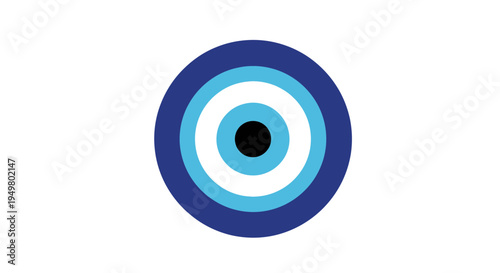 Blue Evil Eye Symbol with Concentric Circles on White Background