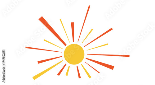 Bright Sunburst Graphic - Yellow and Orange Rays on White Background