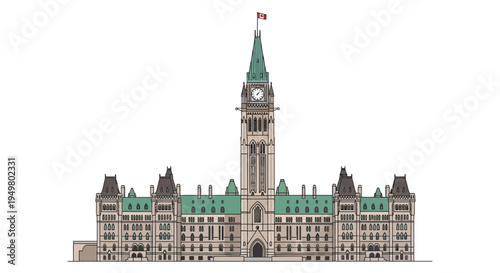 Canadian Parliament Building, Ottawa, Ontario, Canada - Front View