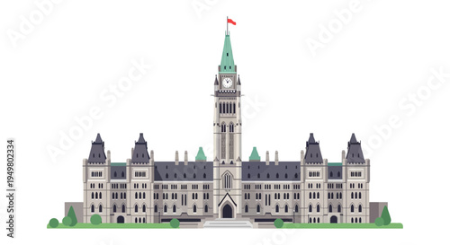 Canadian Parliament Buildings, Ottawa, Canada - Flat Design
