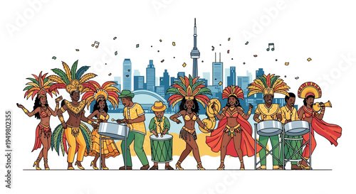 Carnival Celebration in Toronto Skyline