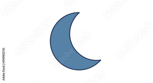 Crescent Moon Icon - Simple Blue Shape on White Background